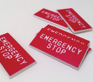 Engraved Acrylic Emergency Stop Labels